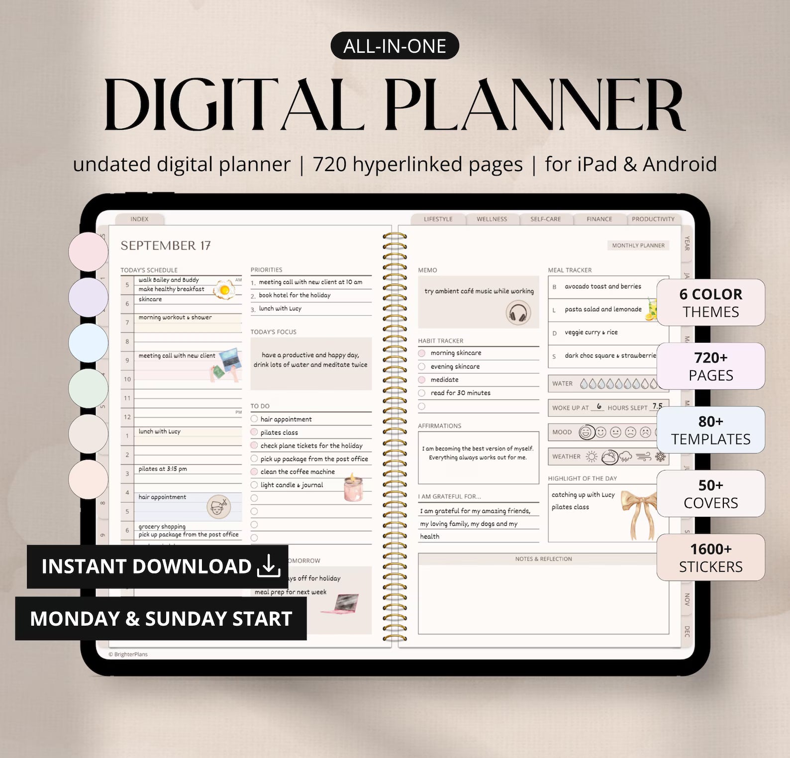 Our digital planners are designed to help you organize your life with ease and style. Whether you're tracking goals, scheduling meetings, or habit-tracking, we provide the perfect tools to turn your iPad into a productivity powerhouse.