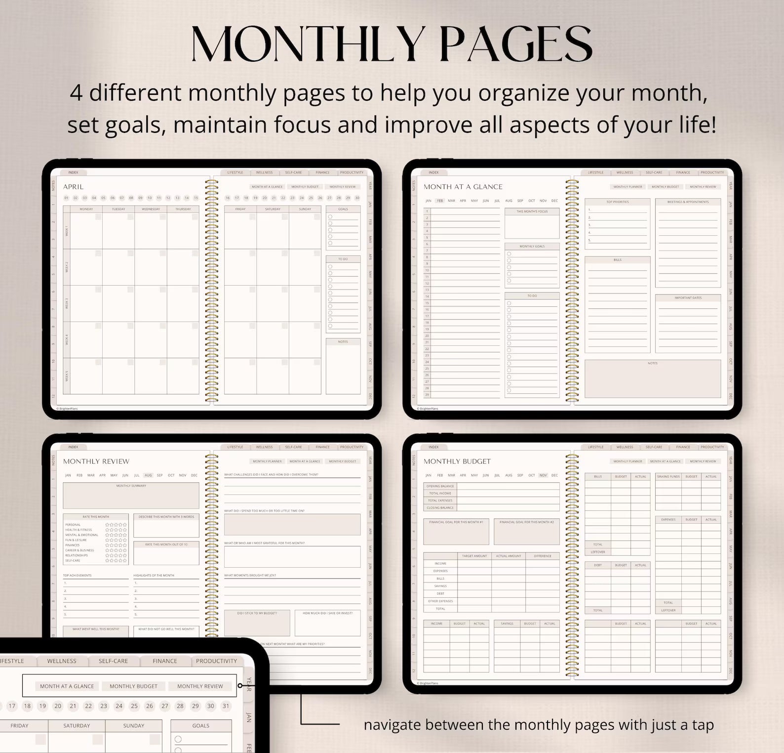 Our digital planners are designed to help you organize your life with ease and style. Whether you're tracking goals, scheduling meetings, or habit-tracking, we provide the perfect tools to turn your iPad into a productivity powerhouse.