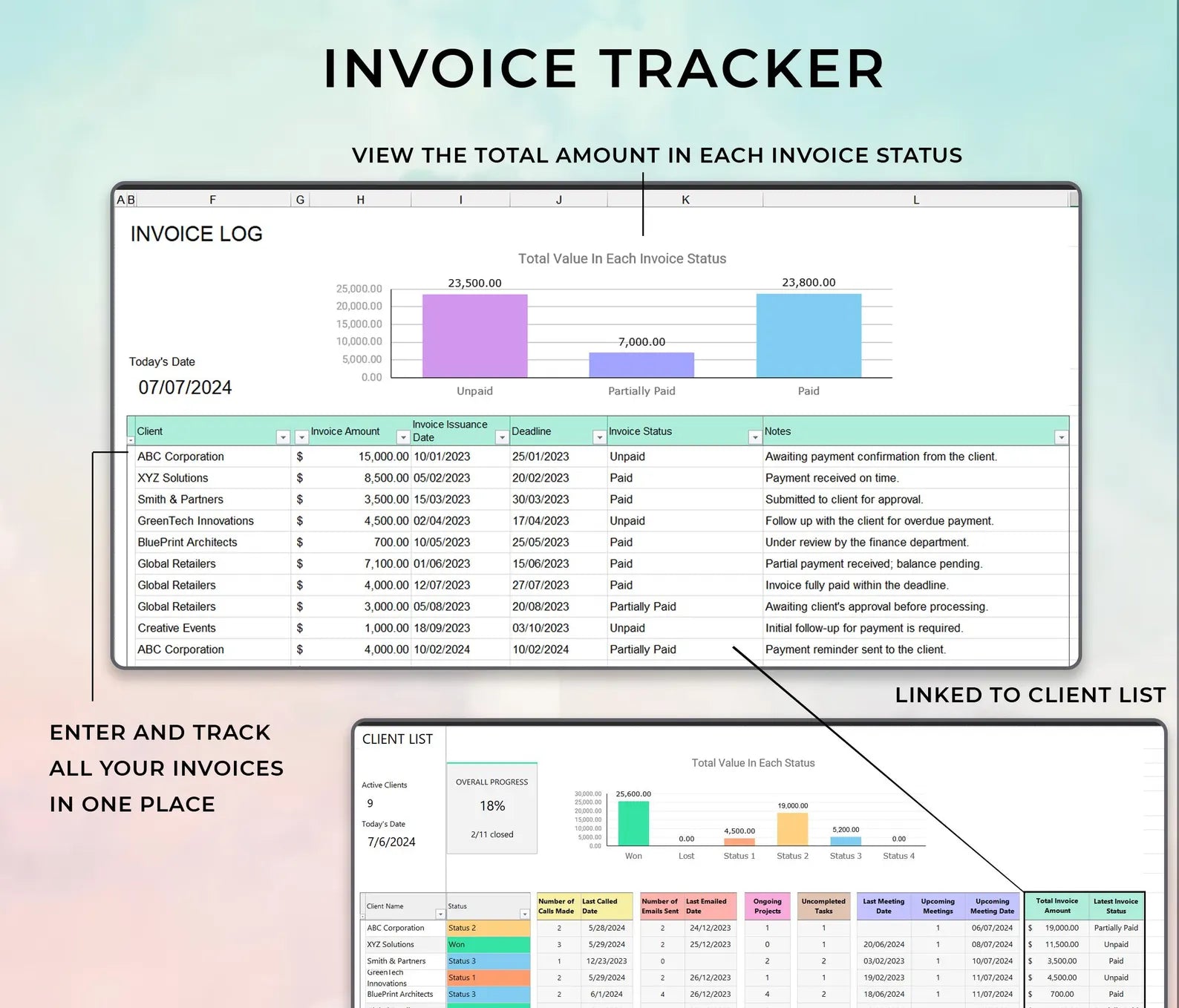 Ultimate Client Tracker | All-in-One CRM Dashboard for Excel