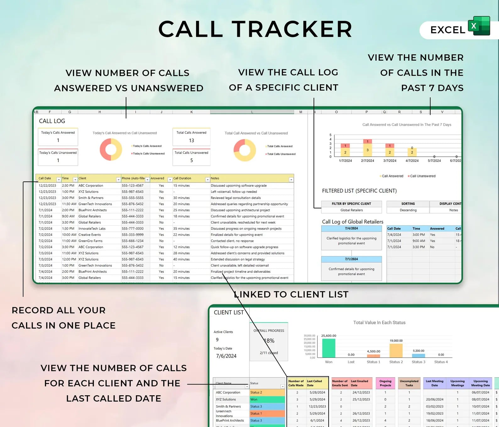 Ultimate Client Tracker | All-in-One CRM Dashboard for Excel