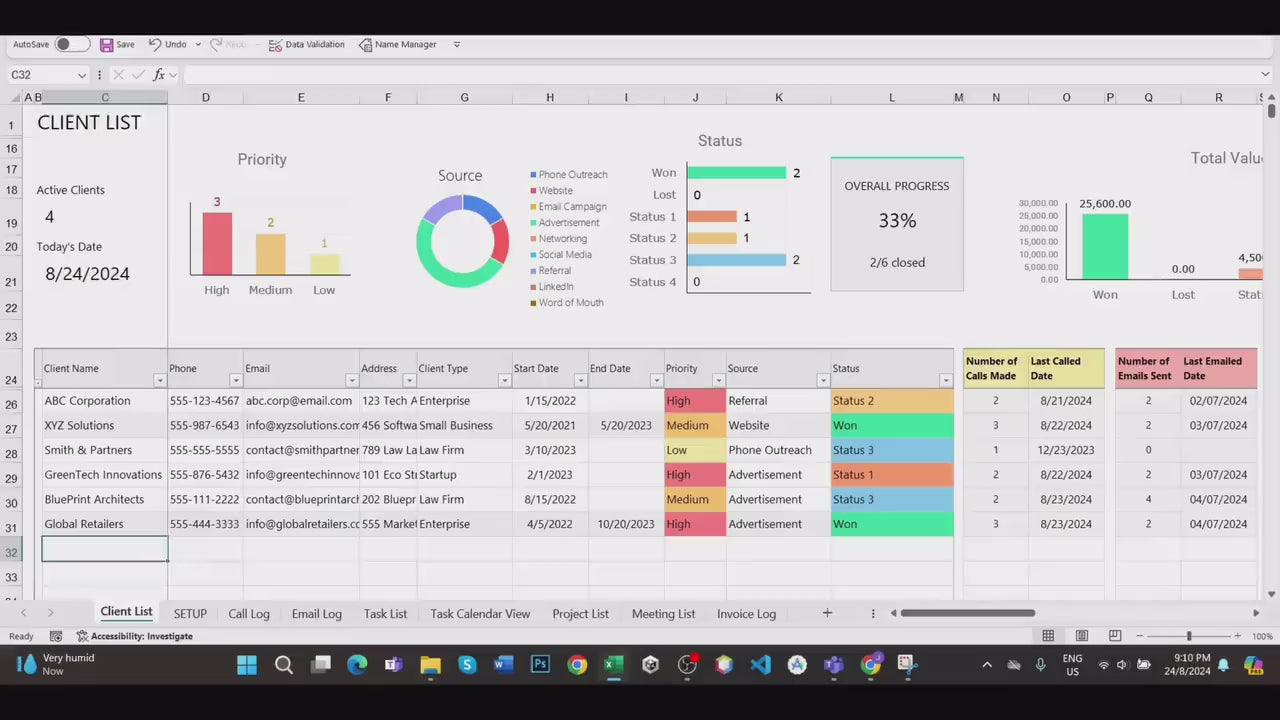 Ultimate Client Tracker | All-in-One CRM Dashboard for Excel